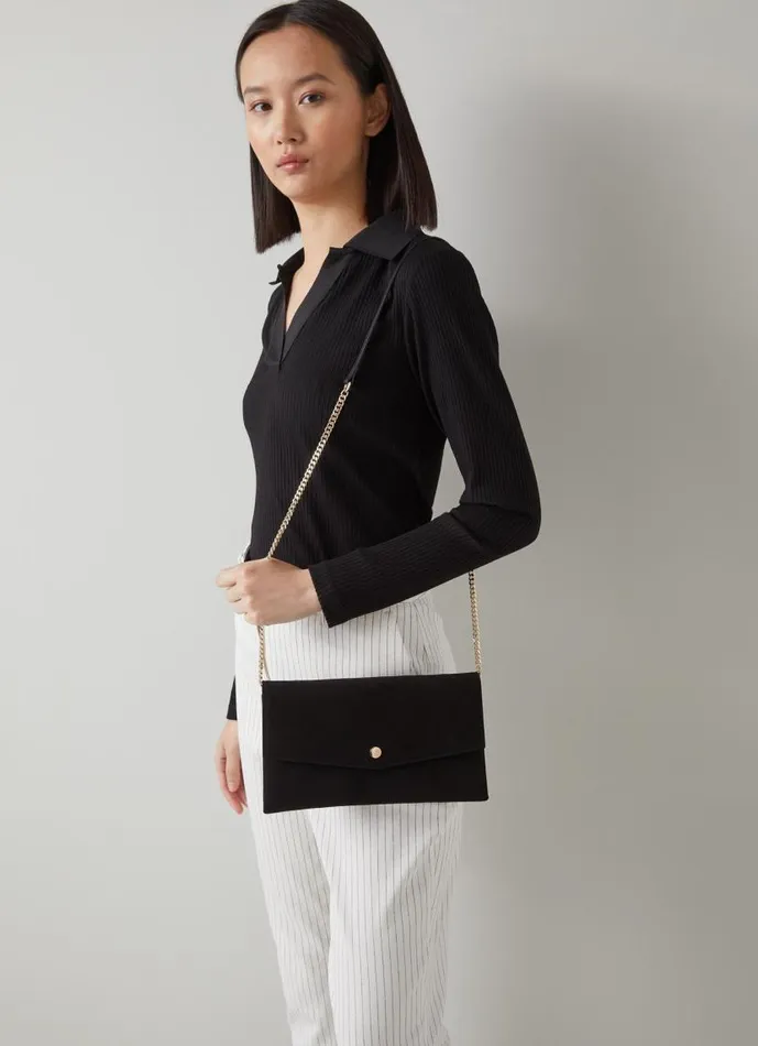Women Layla Black Suede Envelope Clutch LKBennett Clutch Bags Women Layla Black Suede Envelope Clutch LKBennett Clutch Bags