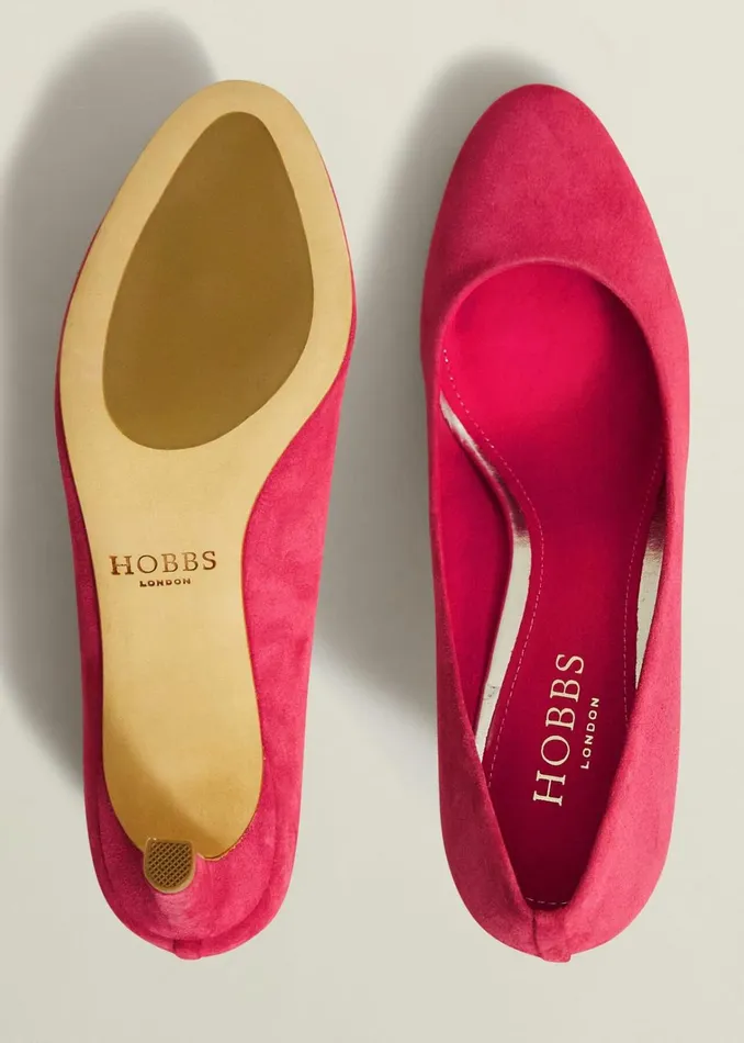 Women Lizzie Suede Court Shoes Zinnia Pink Hobbs Court Shoes