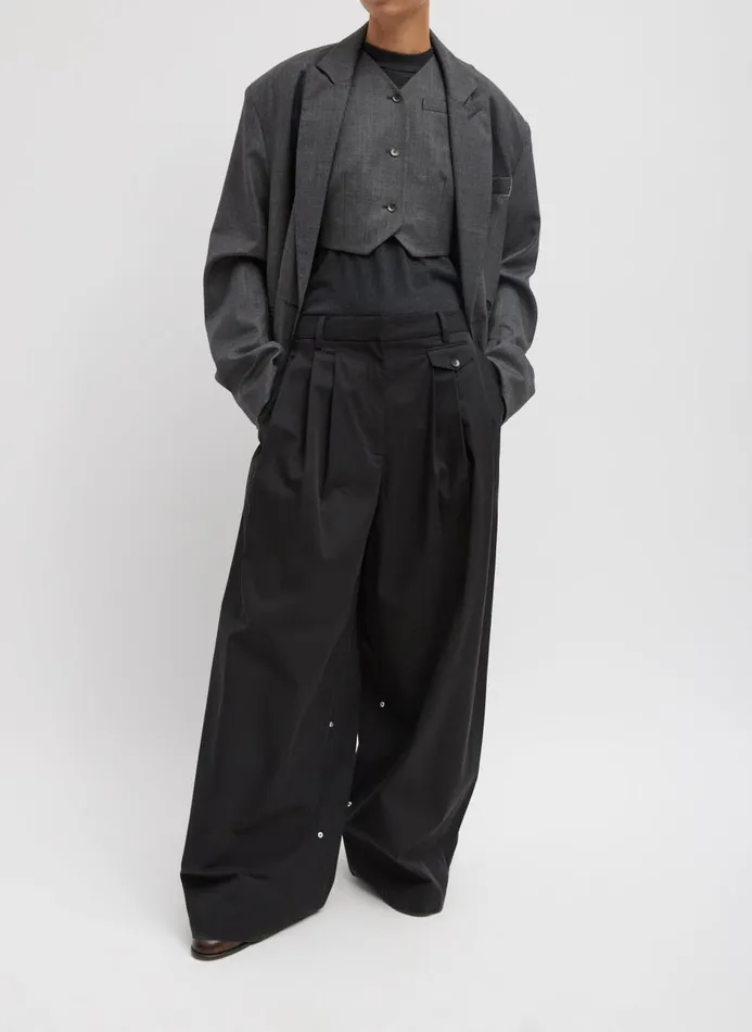 Women Pants and Shorts Tibi Bio Twill Triple Pleat Pant Black