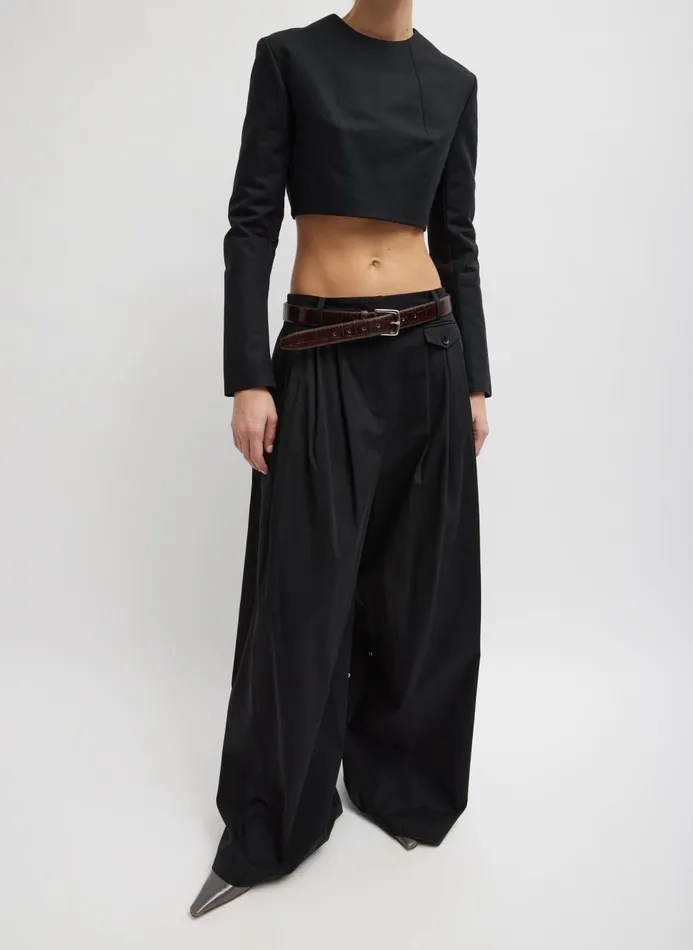 Women Pants and Shorts Tibi Bio Twill Triple Pleat Pant Black