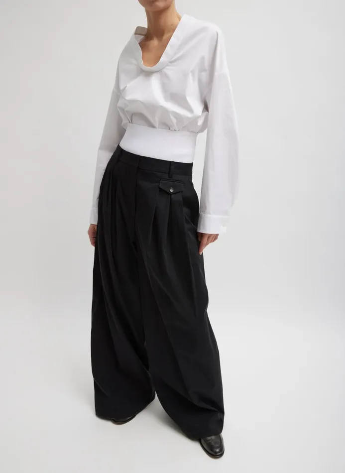 Women Pants and Shorts Tibi Bio Twill Triple Pleat Pant Black