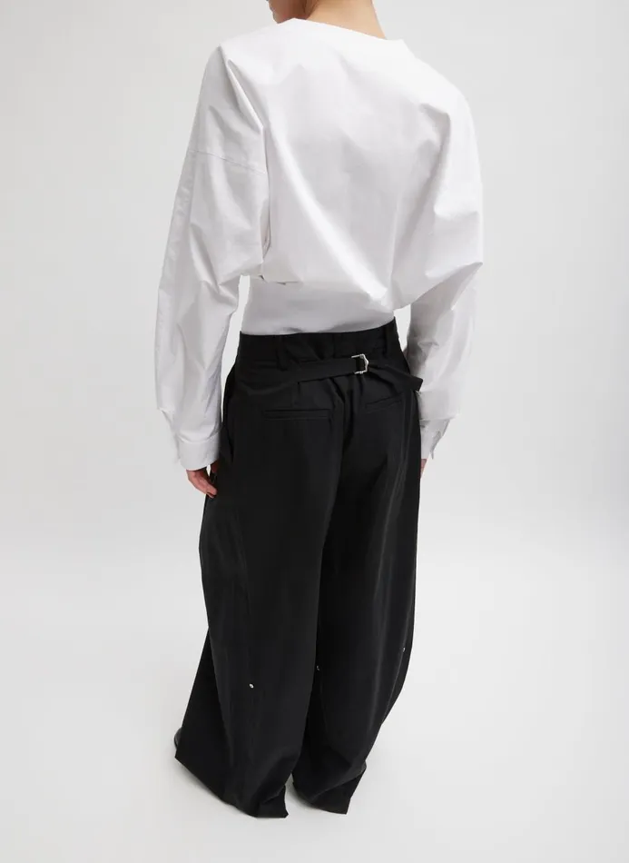 Women Pants and Shorts Tibi Bio Twill Triple Pleat Pant Black