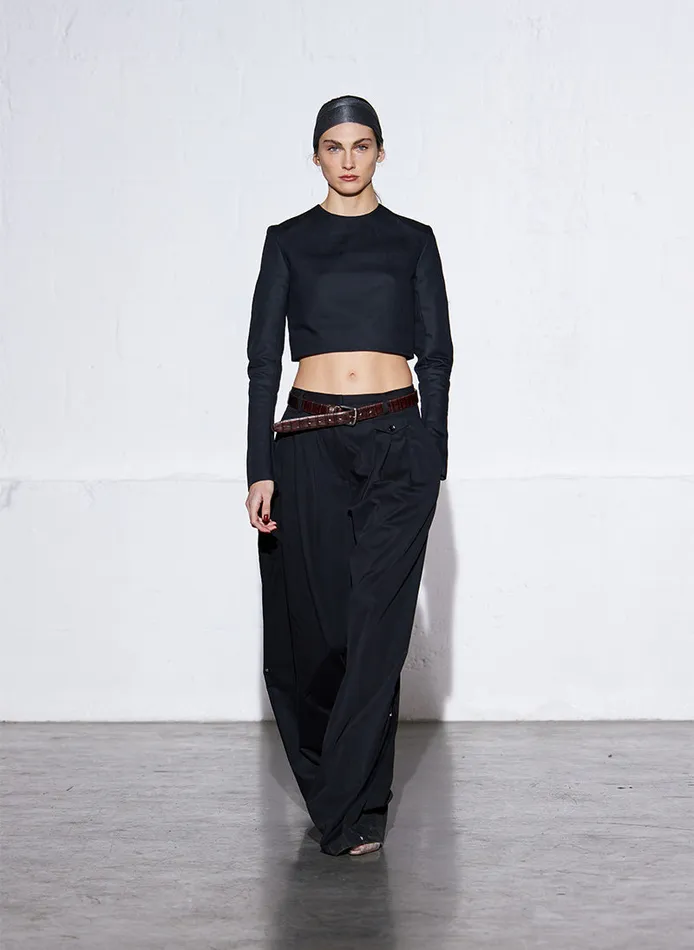 Women Pants and Shorts Tibi Bio Twill Triple Pleat Pant Black
