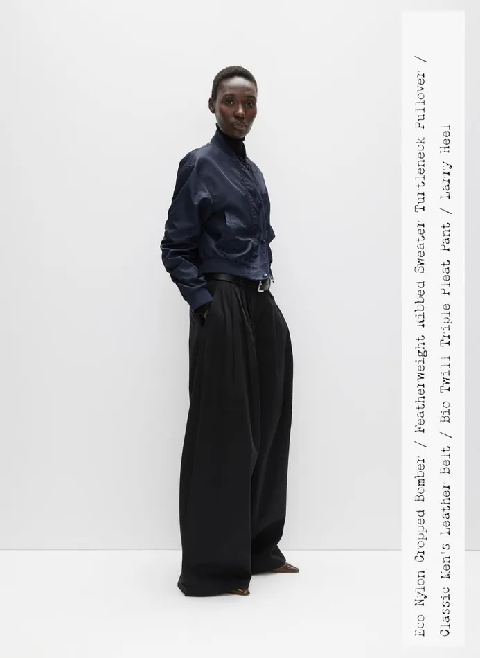 Women Pants and Shorts Tibi Bio Twill Triple Pleat Pant Black