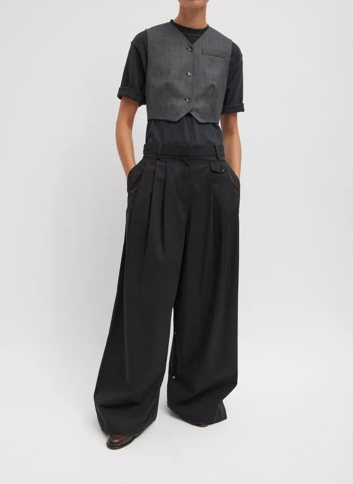 Women Pants and Shorts Tibi Bio Twill Triple Pleat Pant Black