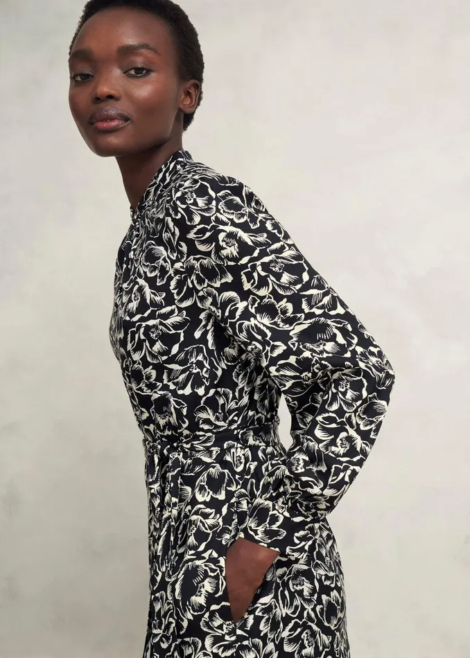 Women Petite Cynthia Dress Black Cream Hobbs Dresses and Jumpsuits