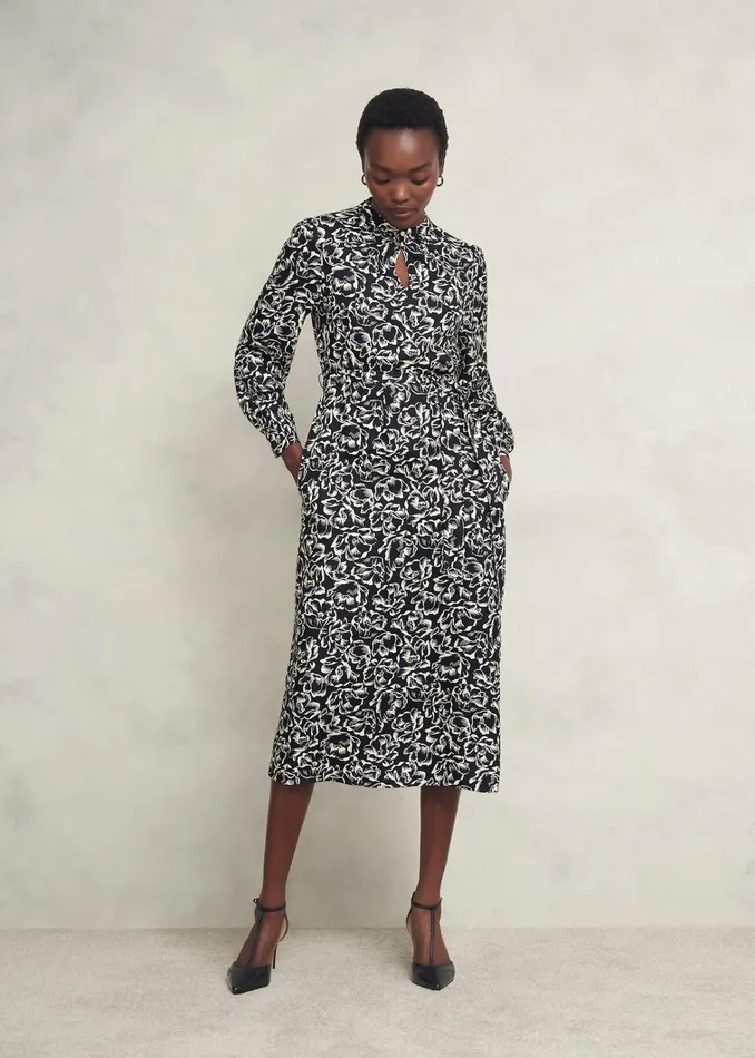 Women Petite Cynthia Dress Black Cream Hobbs Dresses and Jumpsuits