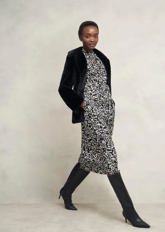 Women Petite Cynthia Dress Black Cream Hobbs Dresses and Jumpsuits