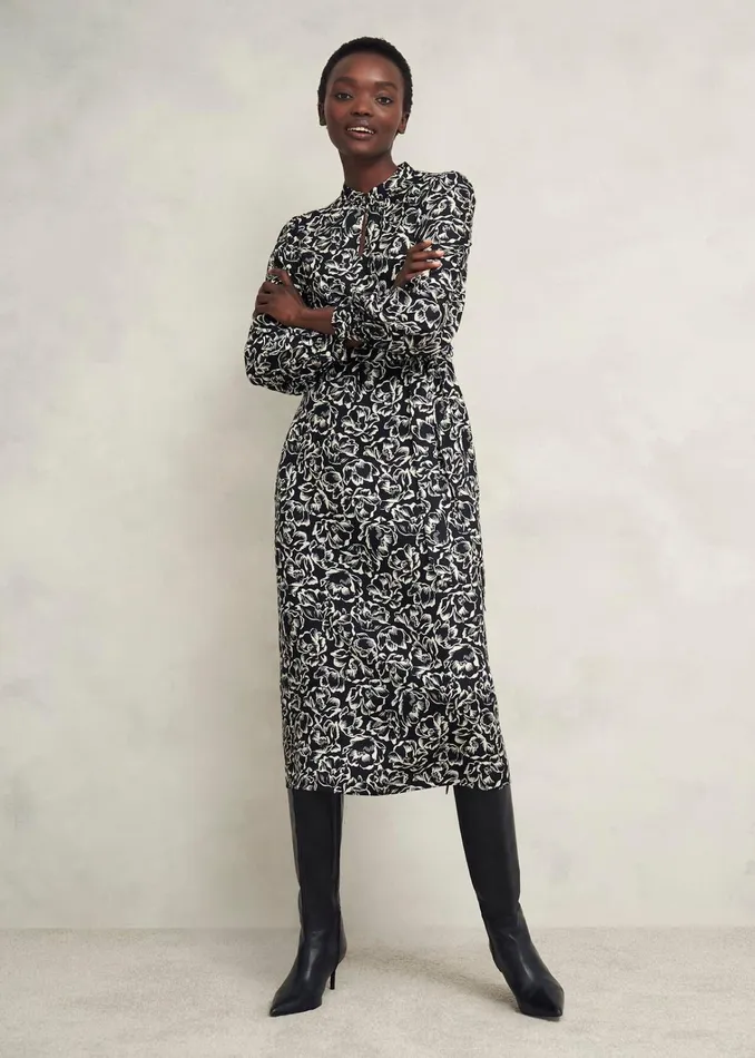 Women Petite Cynthia Dress Black Cream Hobbs Dresses and Jumpsuits