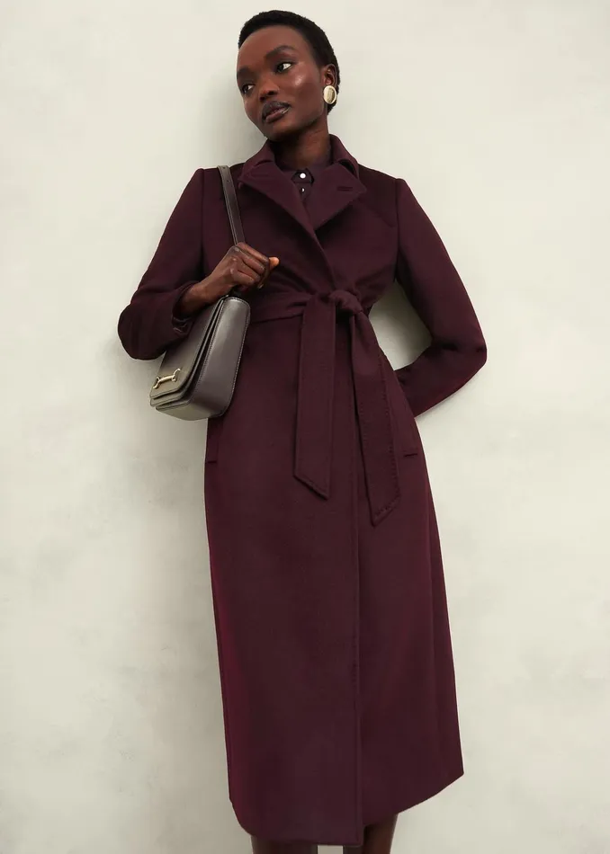 Women Petite Livia Wool Coat Malbec Purple Hobbs Coats and Jackets