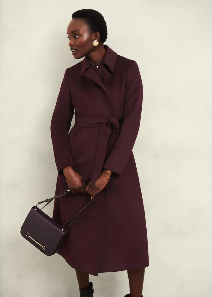 Women Petite Livia Wool Coat Malbec Purple Hobbs Coats and Jackets