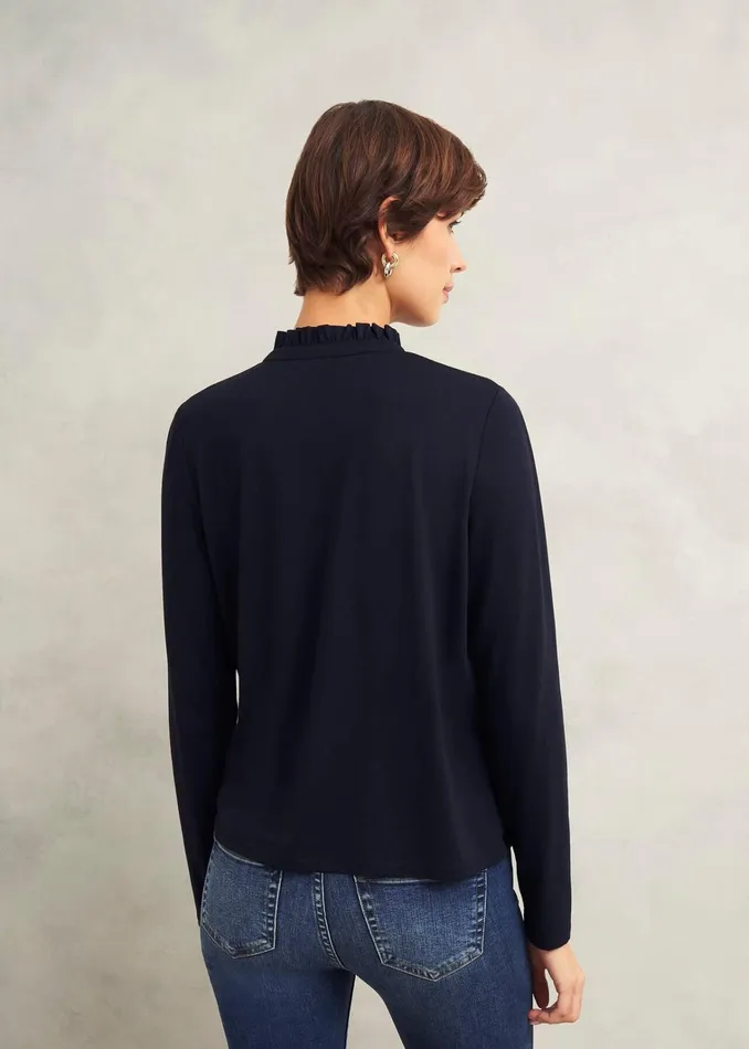 Women Ramona Cotton Blend Collared Top Hobbs Navy Hobbs Tops