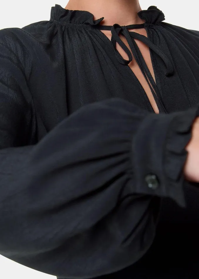 Women Shirts and Blouses Whistles Black Paige Tie Neck Blouse