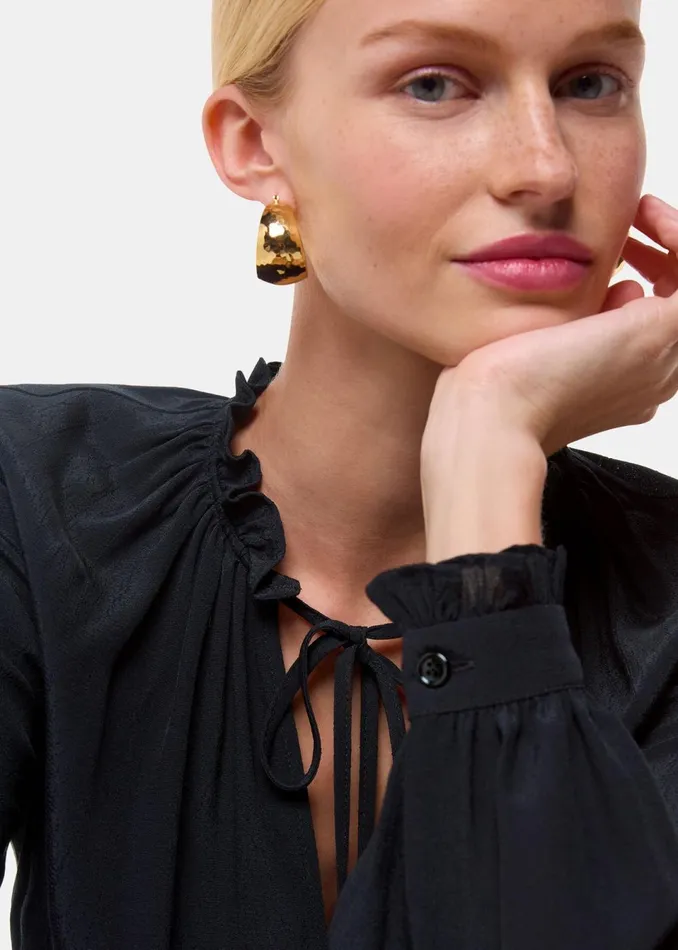 Women Shirts and Blouses Whistles Black Paige Tie Neck Blouse