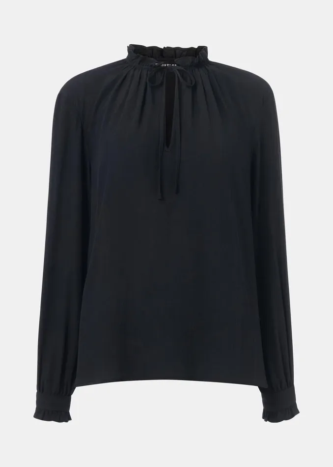 Women Shirts and Blouses Whistles Black Paige Tie Neck Blouse