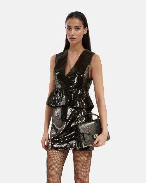 Women Shirts and Tops The Kooples Black Sequin Top Black Stone