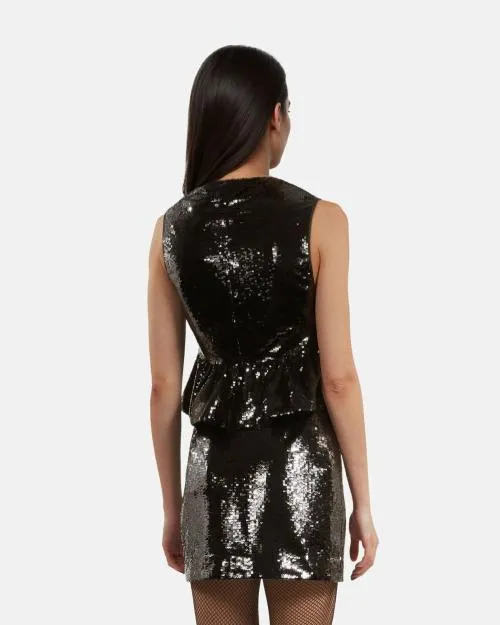 Women Shirts and Tops The Kooples Black Sequin Top Black Stone