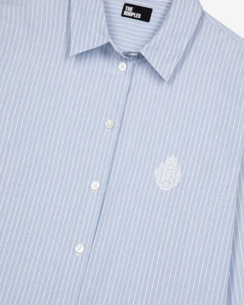 Women Shirts and Tops The Kooples Striped Poplin Shirt Blue White