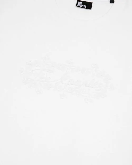 Women Tshirts The Kooples Embroidered White Logo TShirt White