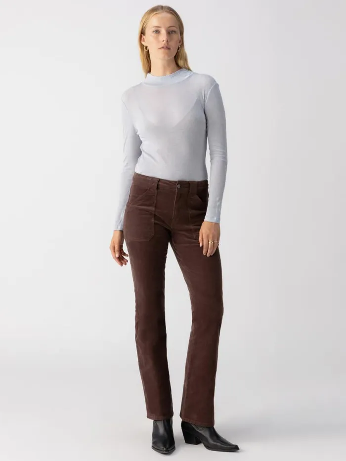 Women The Semi Sheer Long Sleeve Mock Neck Top Sky Sanctuary Clothing Tees and Tops