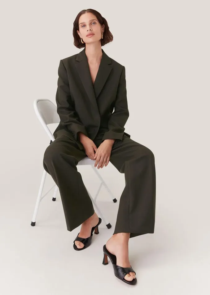 Women Trousers Whistles Dark Green Natalie Wool Blend Trouser