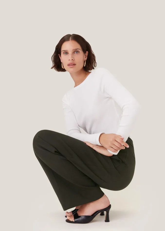 Women Trousers Whistles Dark Green Natalie Wool Blend Trouser