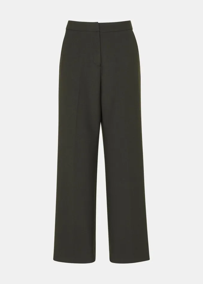 Women Trousers Whistles Dark Green Natalie Wool Blend Trouser