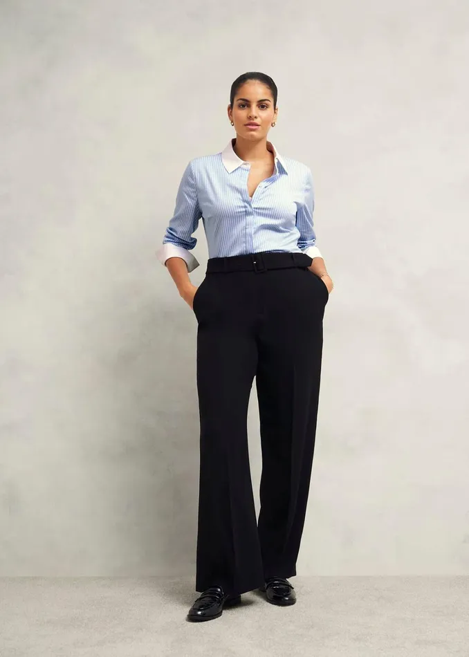 Women Victoria Cotton Blend Shirt Pale Blue White Hobbs Tops