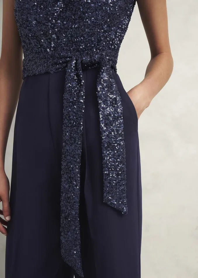 Women Zuri Sequin Jumpsuit Midnight Navy Hobbs Dresses and Jumpsuits