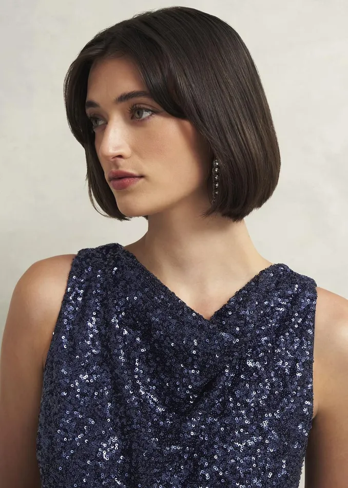 Women Zuri Sequin Jumpsuit Midnight Navy Hobbs Dresses and Jumpsuits