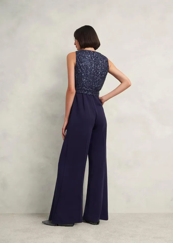 Women Zuri Sequin Jumpsuit Midnight Navy Hobbs Dresses and Jumpsuits