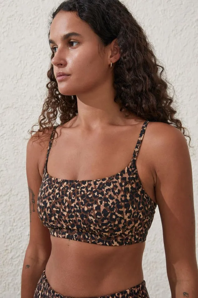 Workout Yoga Crop Georgie Leopard Brown Women Cotton On Tops Workout Yoga Crop Georgie Leopard Brown Women Cotton On Tops