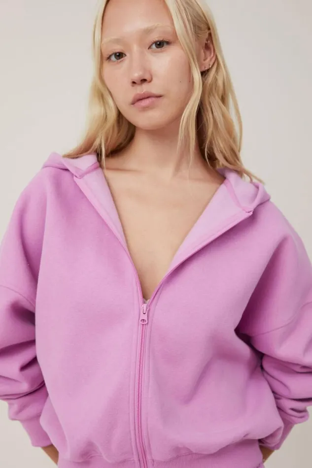 Zip Up Lounge Hoodie Digital Orchid Women Cotton On Sweats and Hoodies